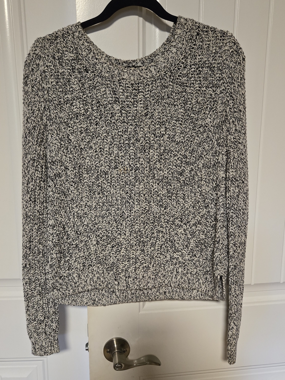 H&M Black & White Marled Crewneck Sweater